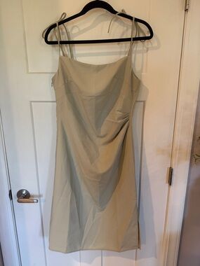 Sleeveless Sage Green Slip Dress with Tie Straps